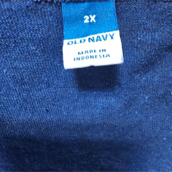 Old Navy Linen Blend Navy Blue V Neck Button Front Top Sz 2X Nautical Summer - Picture 7 of 13